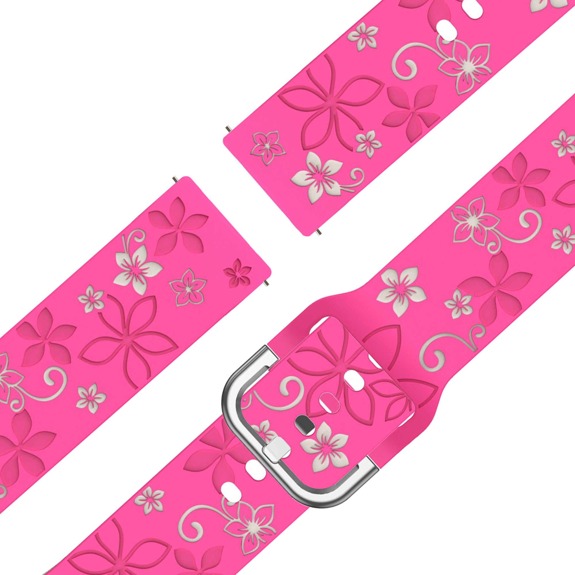 Bandz Garmin Forerunner 645 Silicone Strap 'Flowers' (Bright Pink/Starlight)