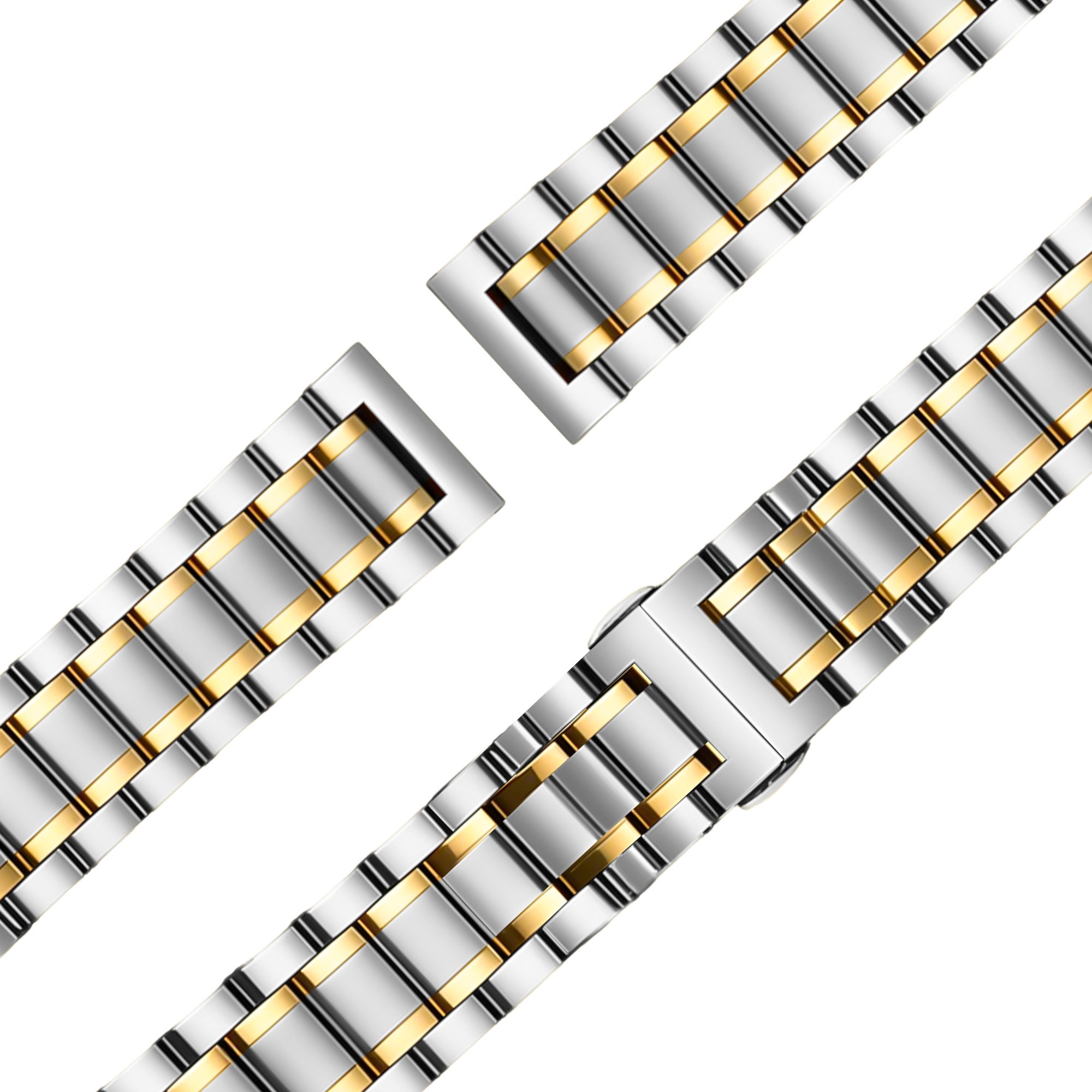 Bandz Garmin Vivoactive 4s stalen schakel band 'Deluxe' (zilver/goud)