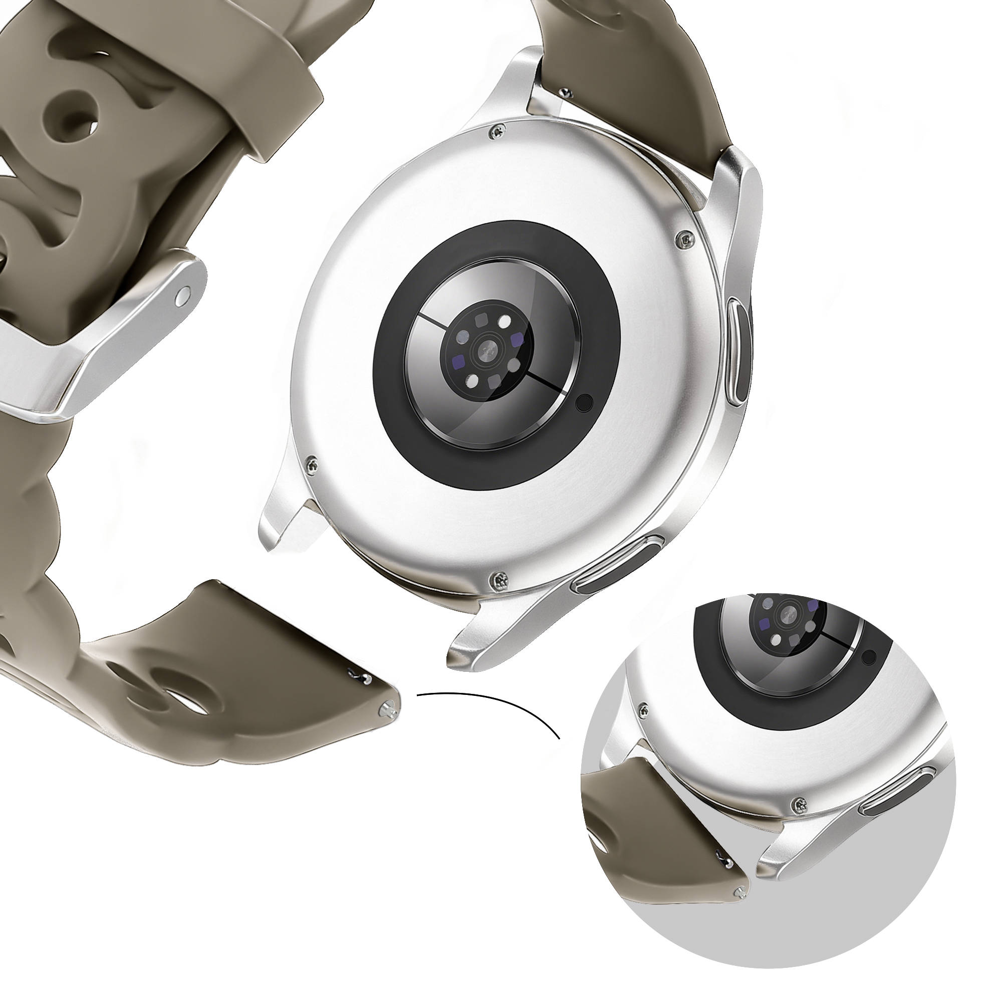 Bandz Amazfit Active 2 Silikonarmband 'Chains' (Beige-Braun)