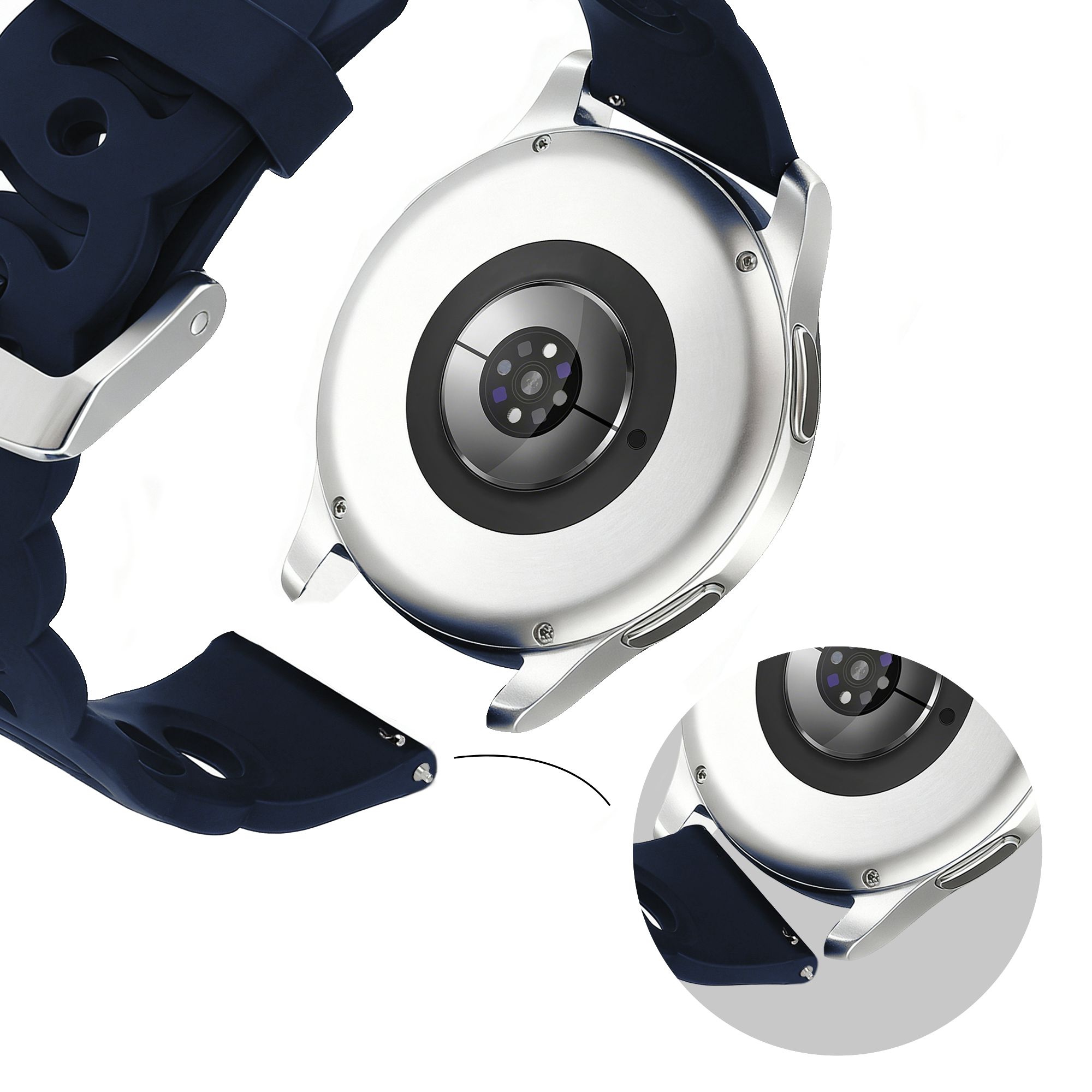 Bandz Amazfit Active 2 Silikonarmband 'Chains' (Dunkelblau)