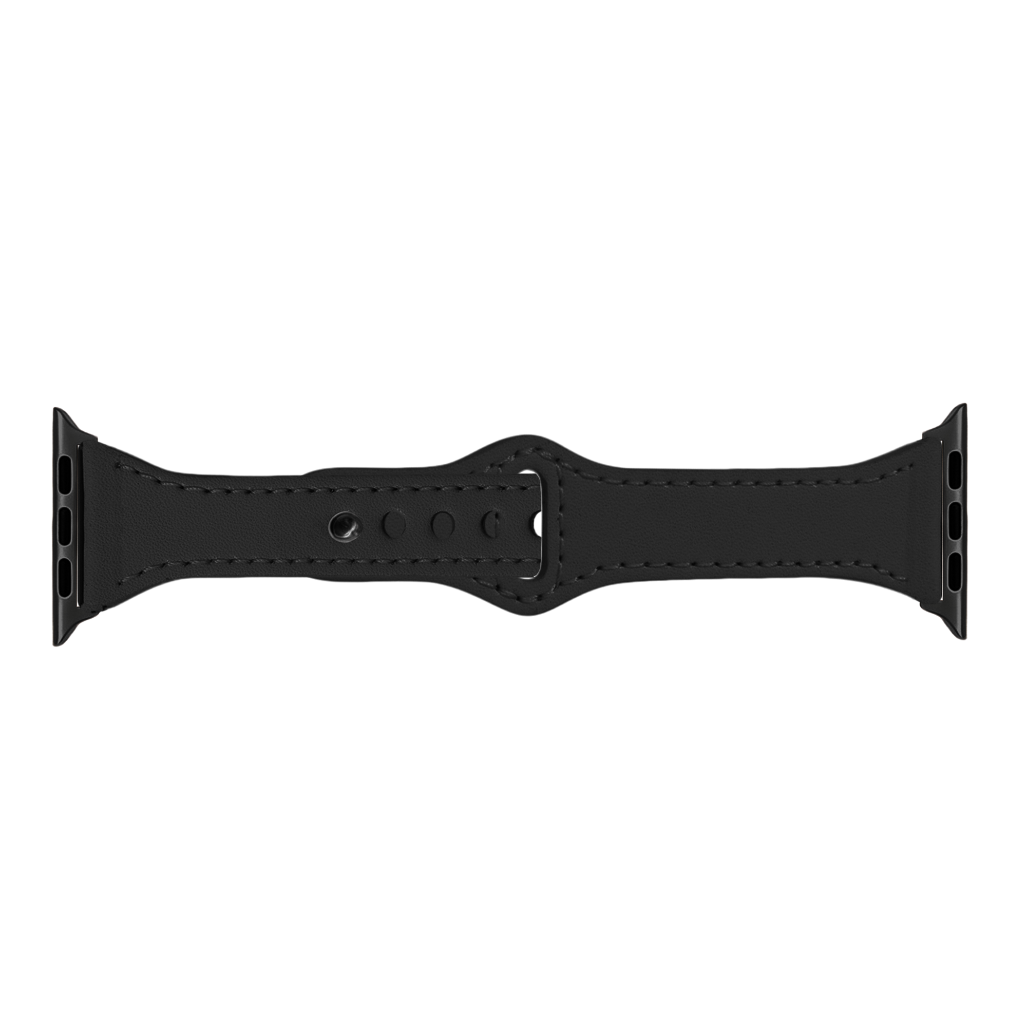 Correa cuero con cierre de presión Apple Watch (negro)