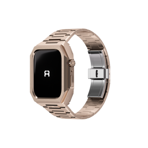 Reqior Apple Watch 45mm Hülle mit integriertem Stahlarmband 'Nautilus' (Roségold)