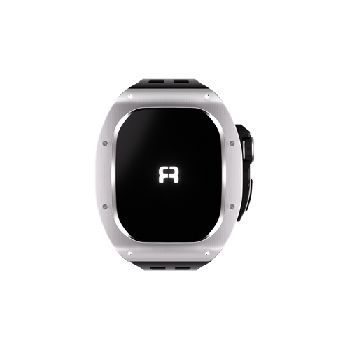 Reqior Funda de polímero y metal con correa de goma Apple Watch 45mm (plateado)