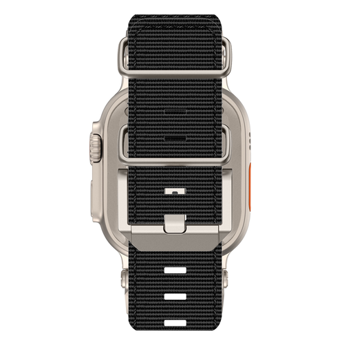 Bandz Apple Watch Ultra Nylon Armband 'Explorer' (Schwarz mit Titan)
