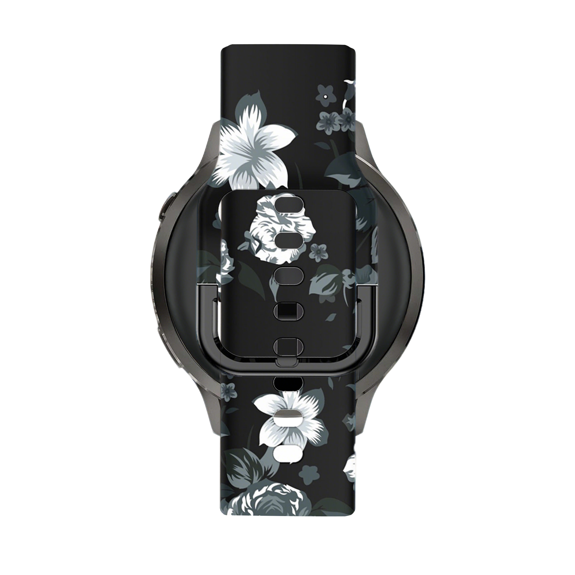 Bandz Bracelet silicone Garmin Vivoactive 4s 'Fleurs grises'