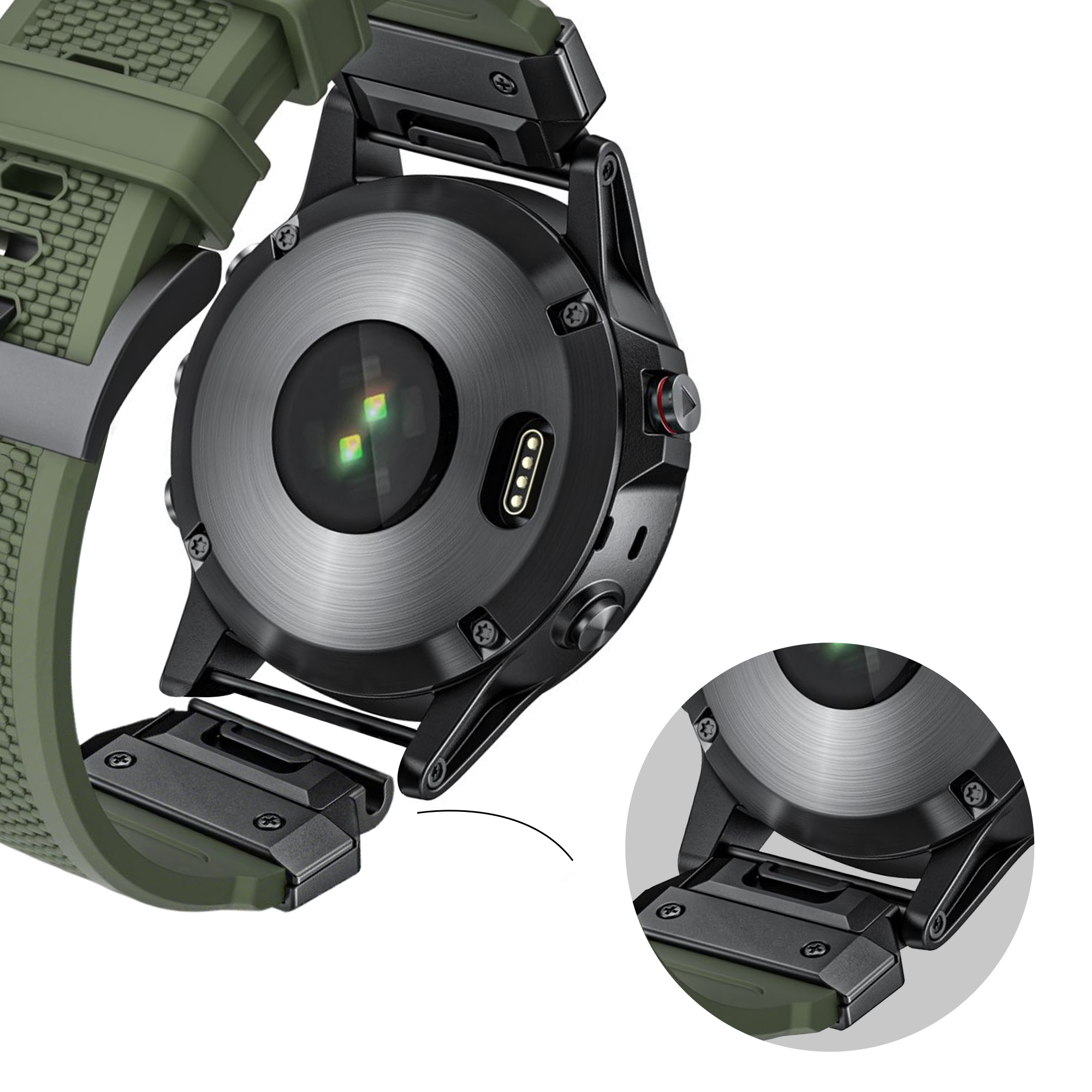 Bandz Garmin Quatix 8 - 47mm Silicone Strap 'Explorer' (Green)