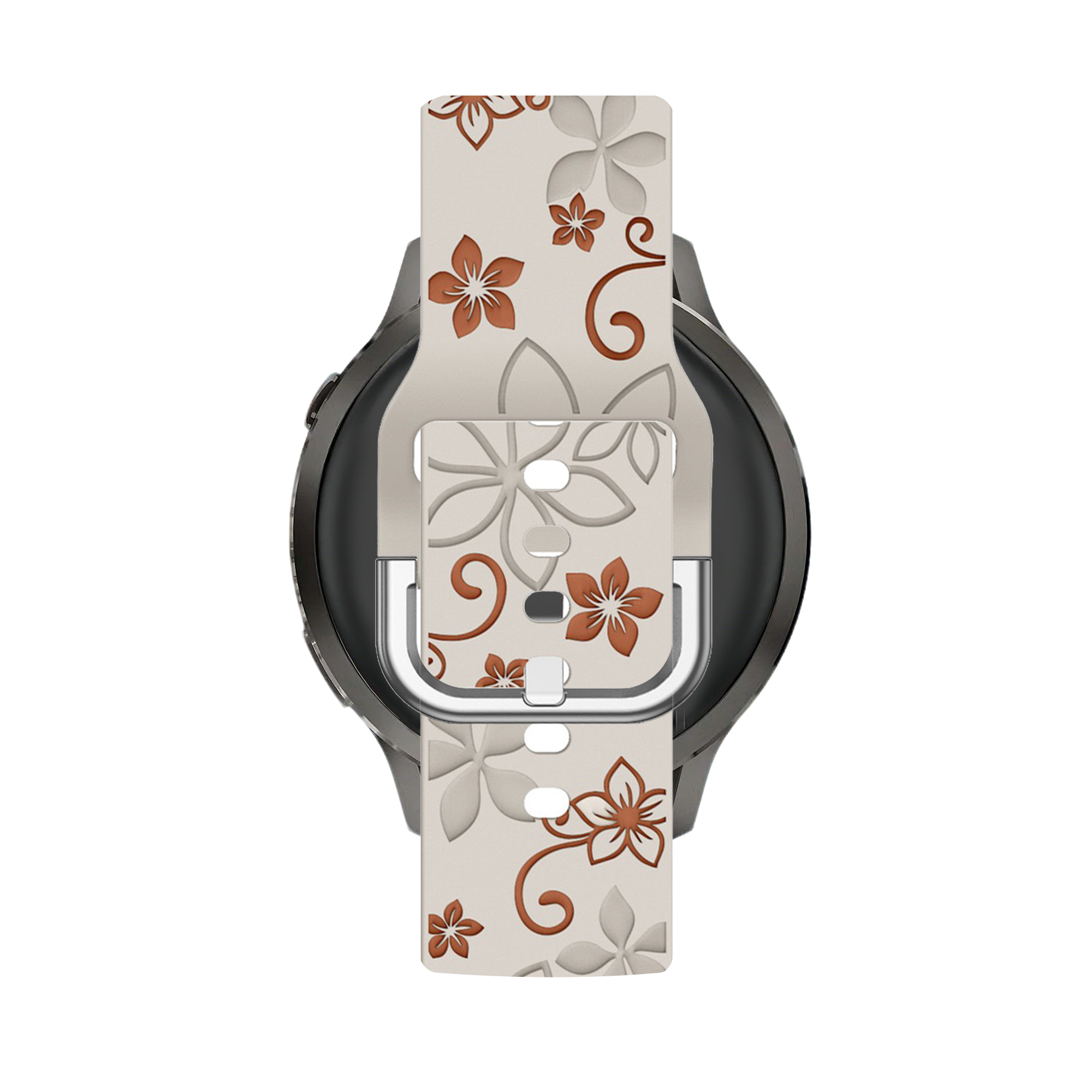 Bandz Garmin Bounce 2 Silicone Strap 'Flowers' (Starlight/Brown)