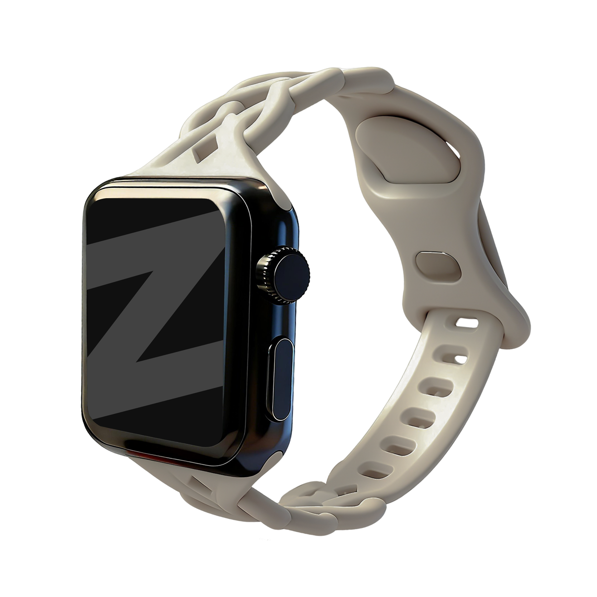 Bandz Apple Watch Silicone Strap 'Braided' (Light Beige)