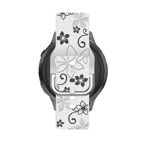 Bandz Garmin Vivoactive 4s Silicone Strap 'Flowers' (White/Black)