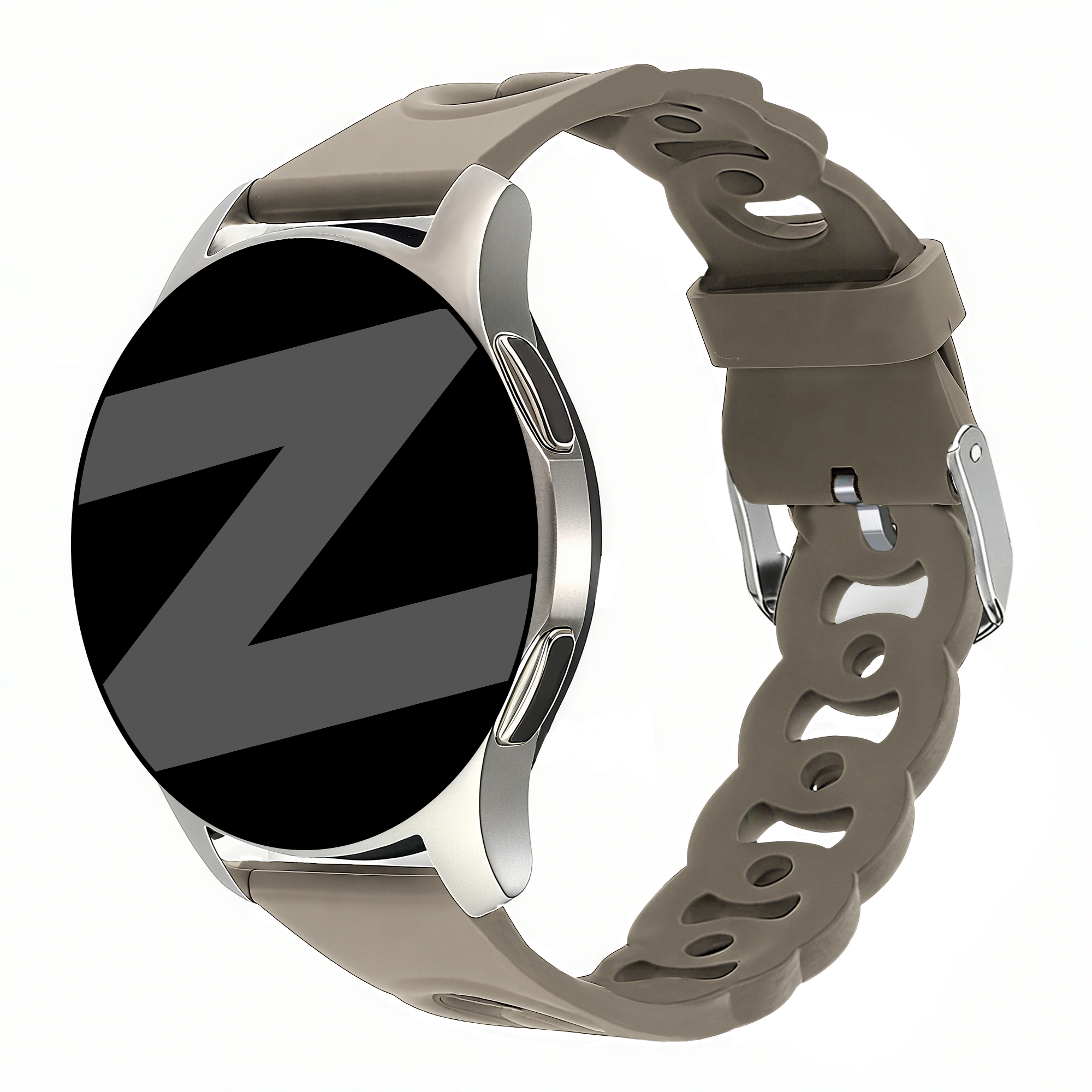 Bandz Amazfit Active 2 Silikonarmband 'Chains' (Beige-Braun)