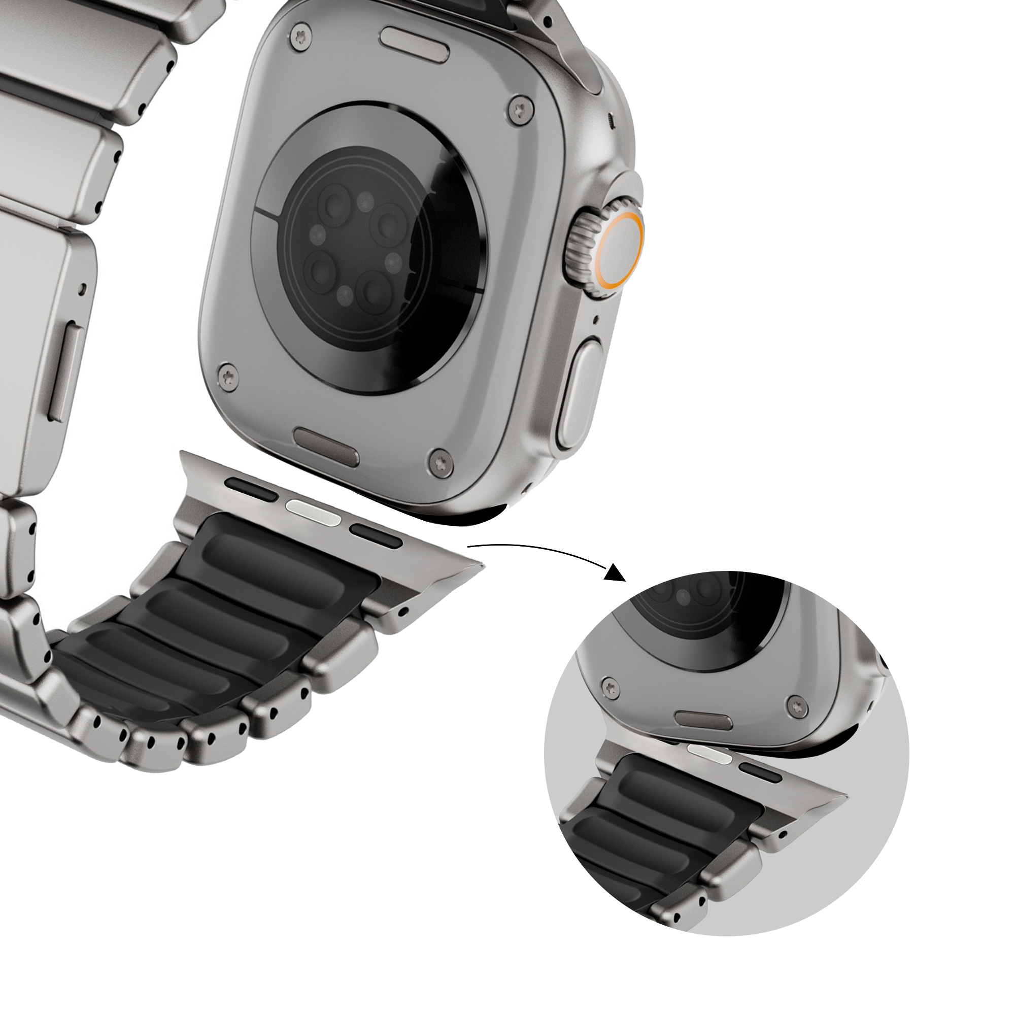 Bandz Apple Watch Titanium Strap 'Hybrid' (Silver)