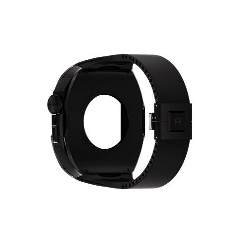 Reqior Apple Watch 45mm case met rubberen band (Zwart)