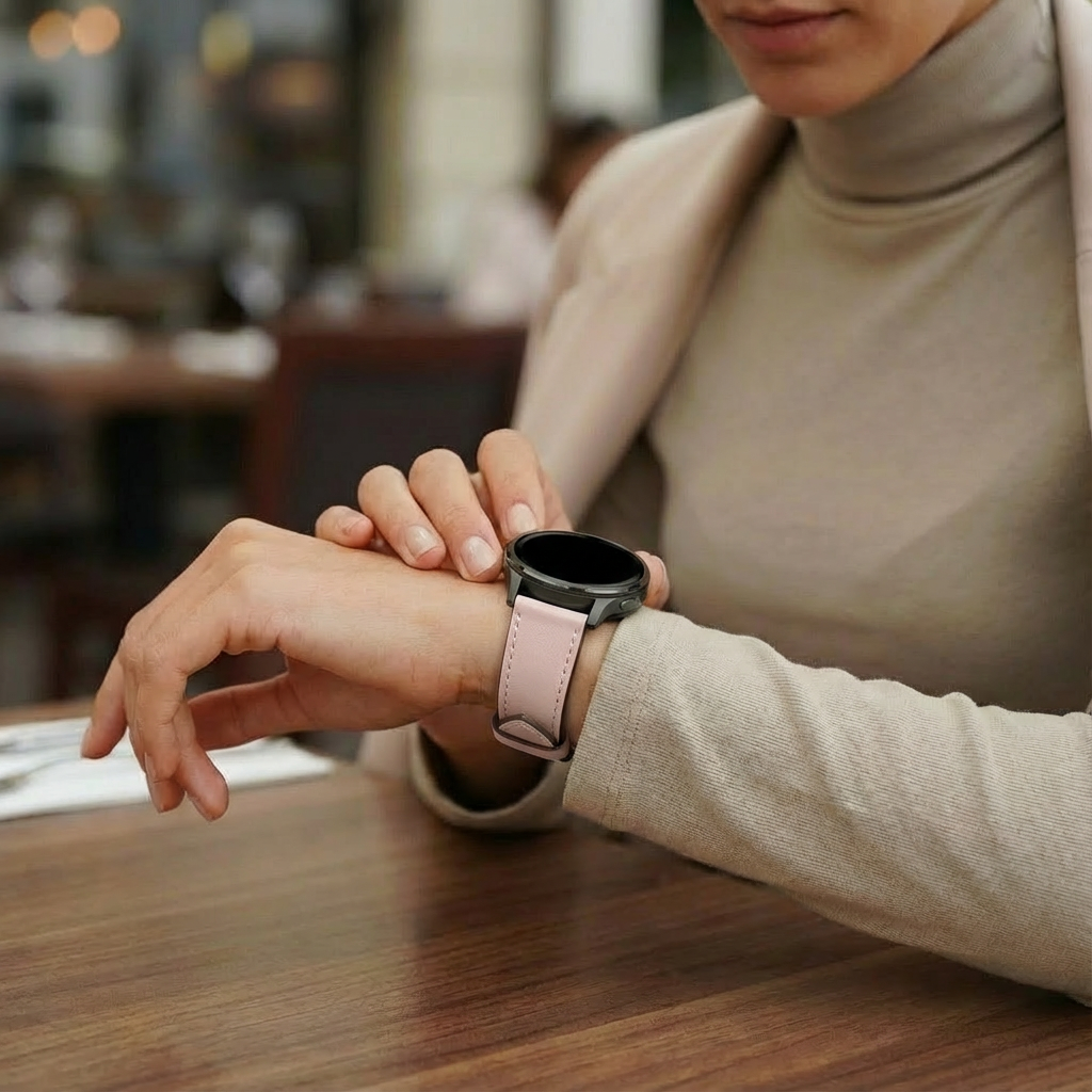 Bandz Garmin Forerunner 55 Leather Strap 'Deluxe' (Pink)