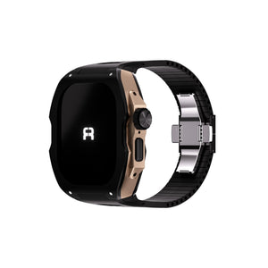 Reqior Apple Watch Ultra Hülle mit integriertem Gummi-Armband (Schwarz/Roségold)