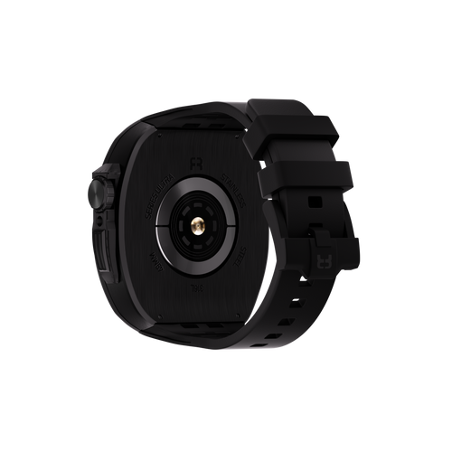 Reqior Funda de polímero y metal con correa de goma Apple Watch 45mm (negro)