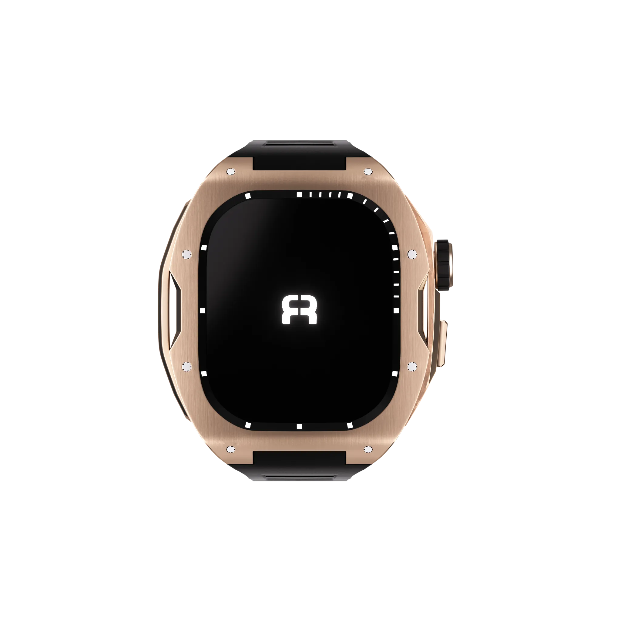 Reqior Apple Watch 45mm case met rubberen band (roségoud)