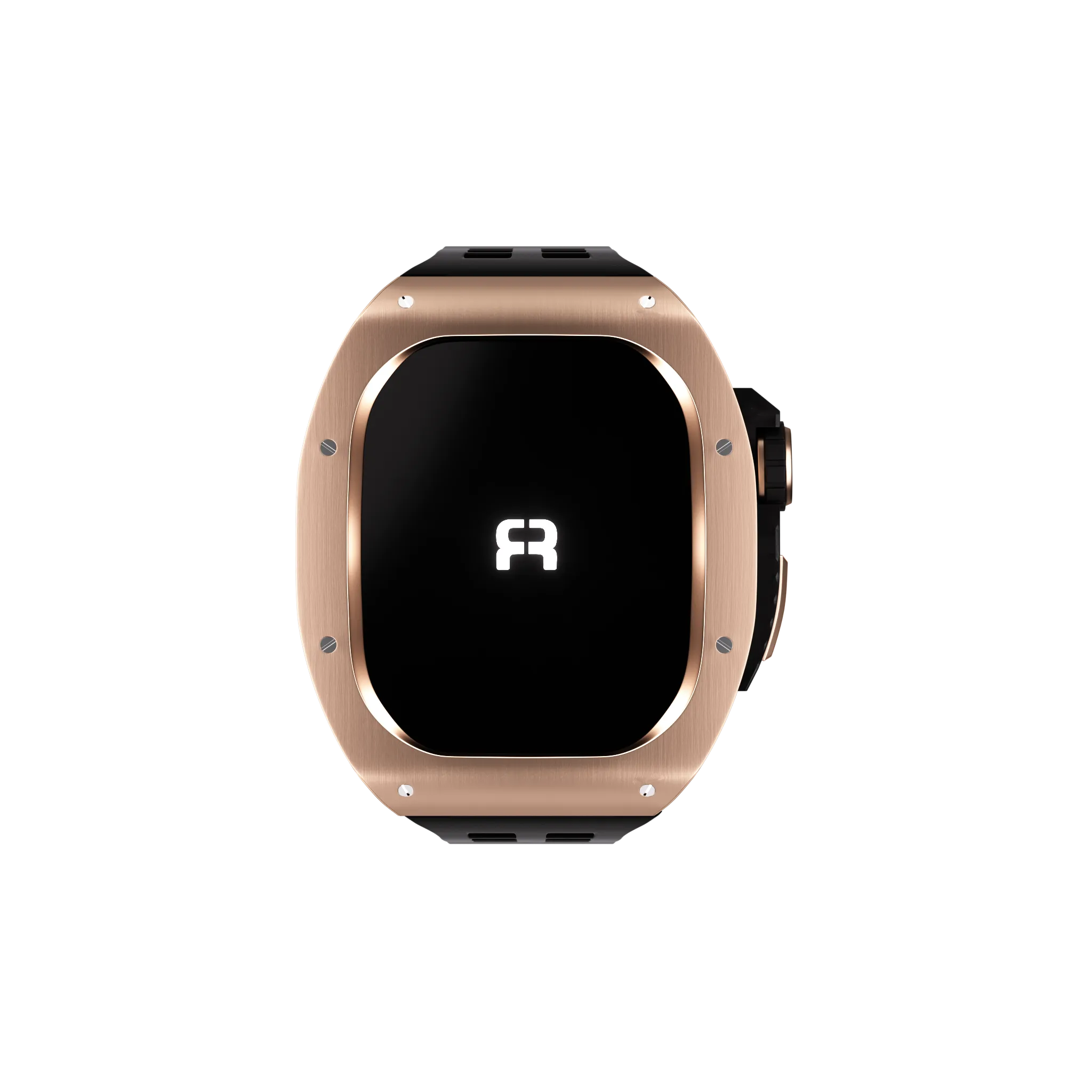 Reqior Apple Watch 45mm polymer en metalen case met rubberen band (roségoud)