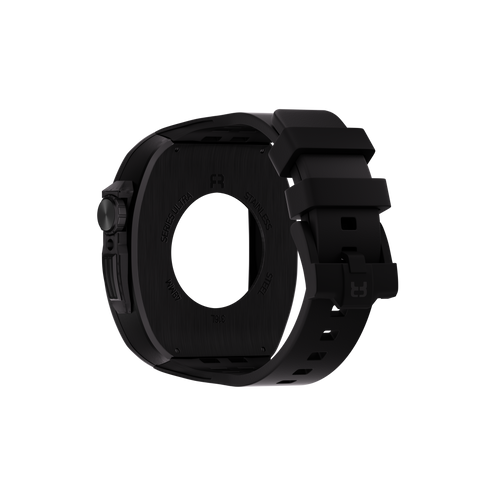 Reqior Funda de polímero y metal con correa de goma Apple Watch 45mm (negro)