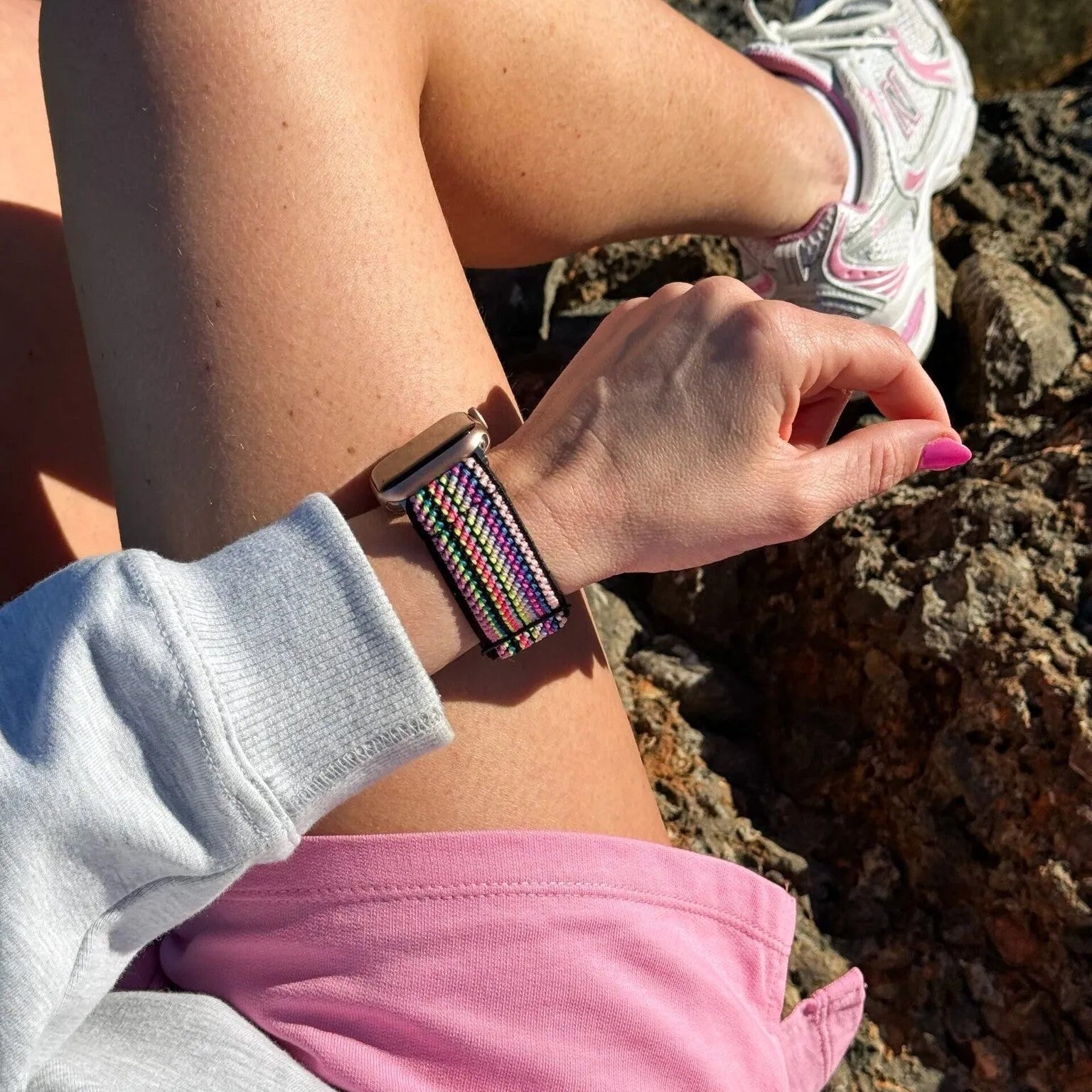 Bracelet élastique Apple Watch (rayures colorées)