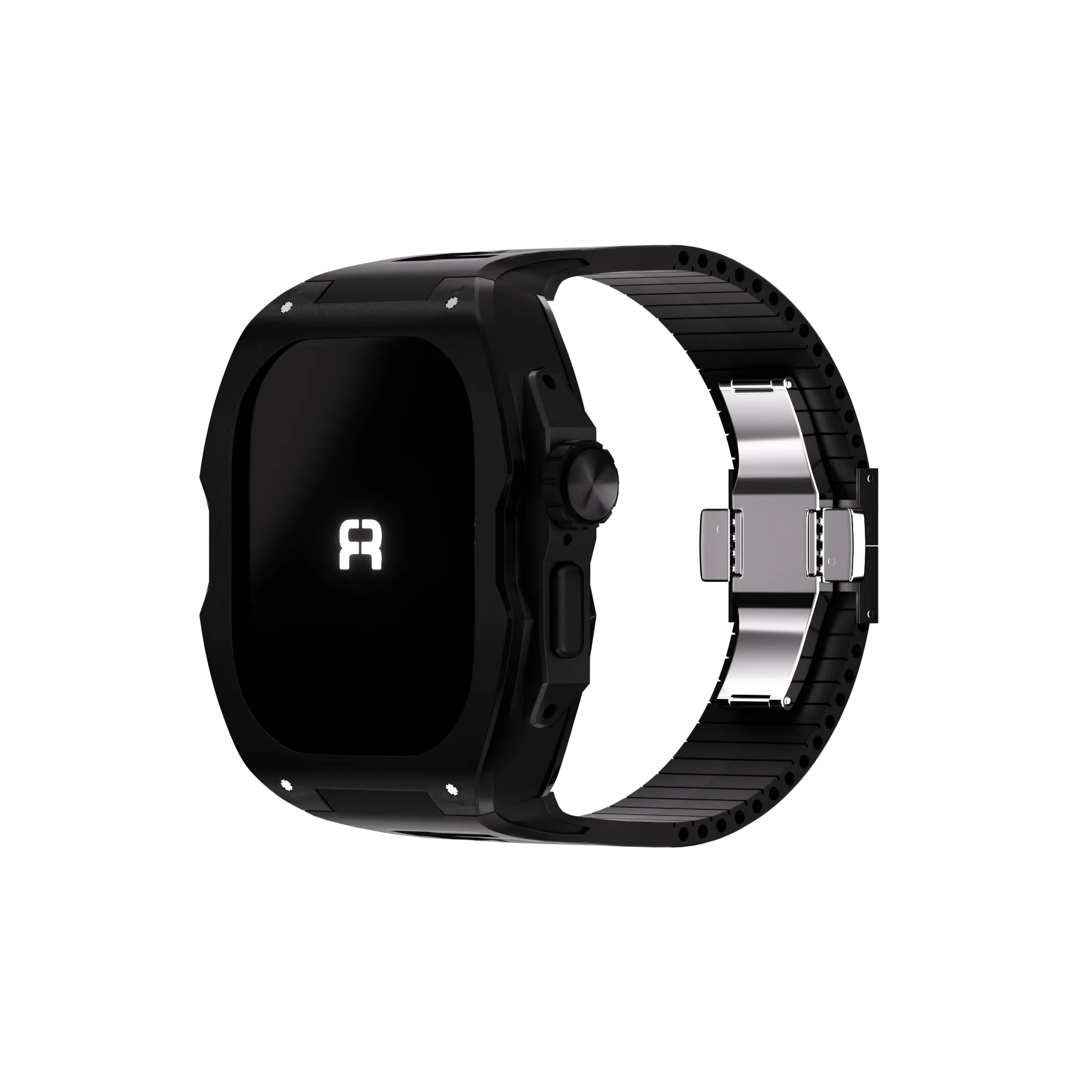 Reqior Apple Watch Ultra case met rubberen band (zwart)
