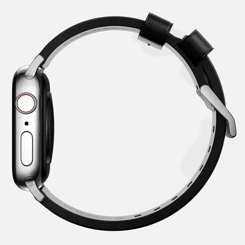 Nomad Modern Apple Watch leren bandje (zwart/zilver)