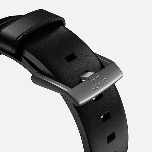 Nomad Modern Apple Watch leren bandje (zwart/zilver)