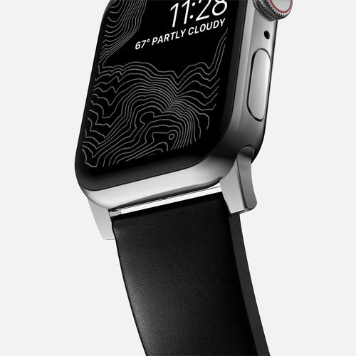 Nomad Modern Apple Watch leren bandje (zwart/zilver)