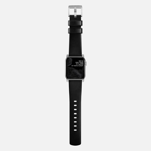 Nomad Modern Apple Watch leren bandje (zwart/zilver)
