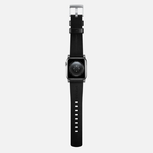 Nomad Modern Apple Watch leren bandje (zwart/zilver)