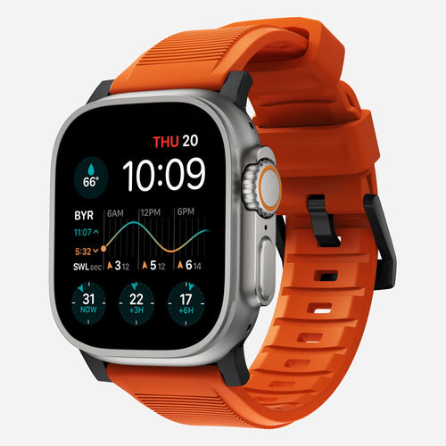 Nomad Bracelet de silicone résistant Apple Watch (noir/ultra orange)