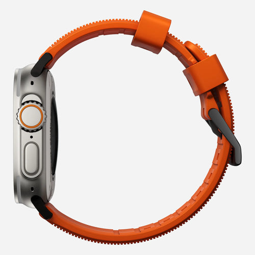 Nomad Bracelet de silicone résistant Apple Watch (noir/ultra orange)