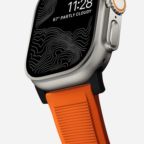 Nomad Bracelet de silicone résistant Apple Watch (noir/ultra orange)