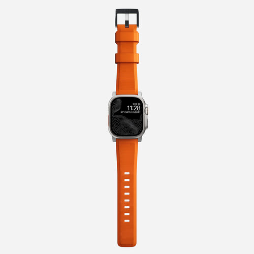 Nomad Rugged Apple Watch siliconen bandje zilver/ultra orange)