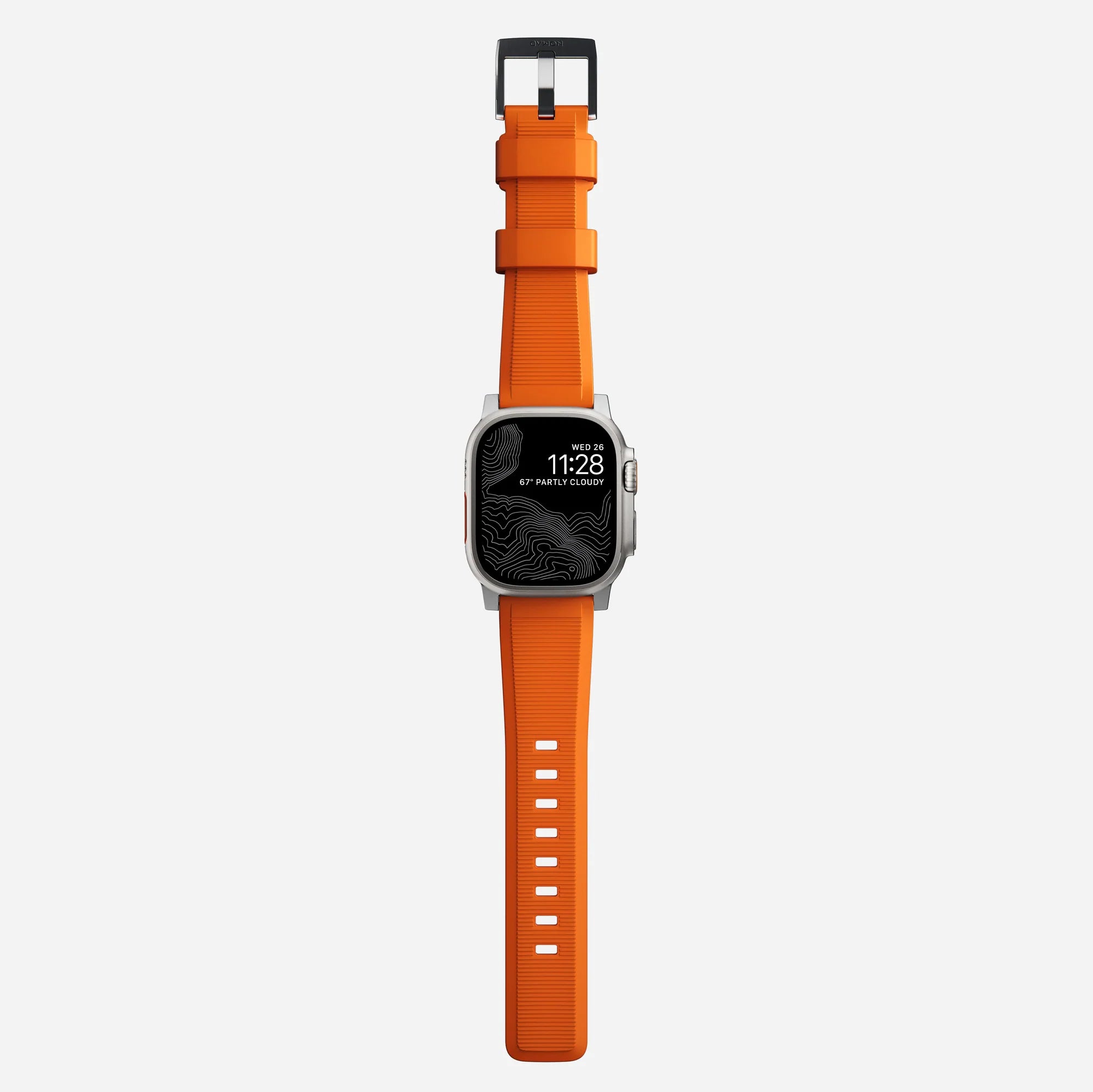 Nomad Rugged Apple Watch Silikonarmband Silber/Ultra Orange)