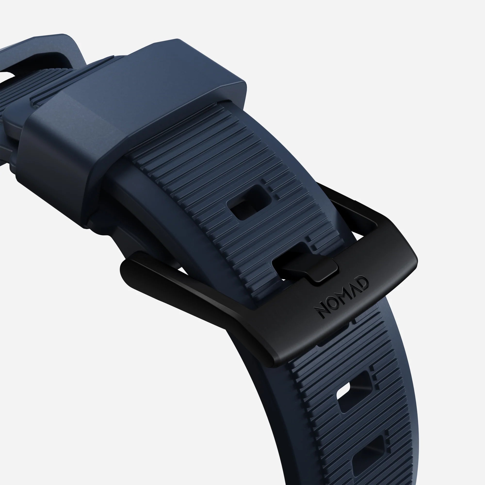 Nomad Rugged Apple Watch Silikonarmband (Schwarz/Atlantic Blue)