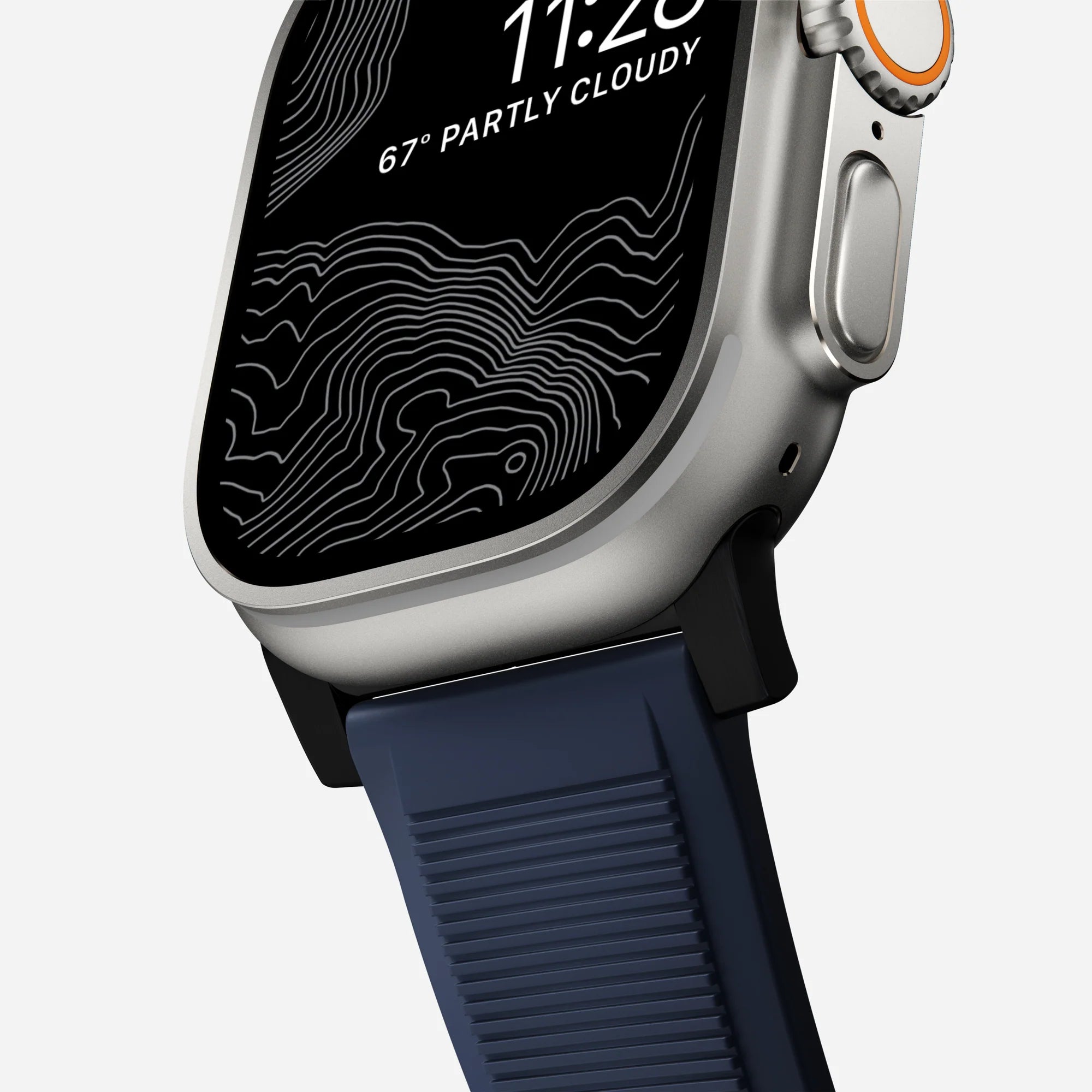 Nomad Rugged Apple Watch Silikonarmband (Schwarz/Atlantic Blue)