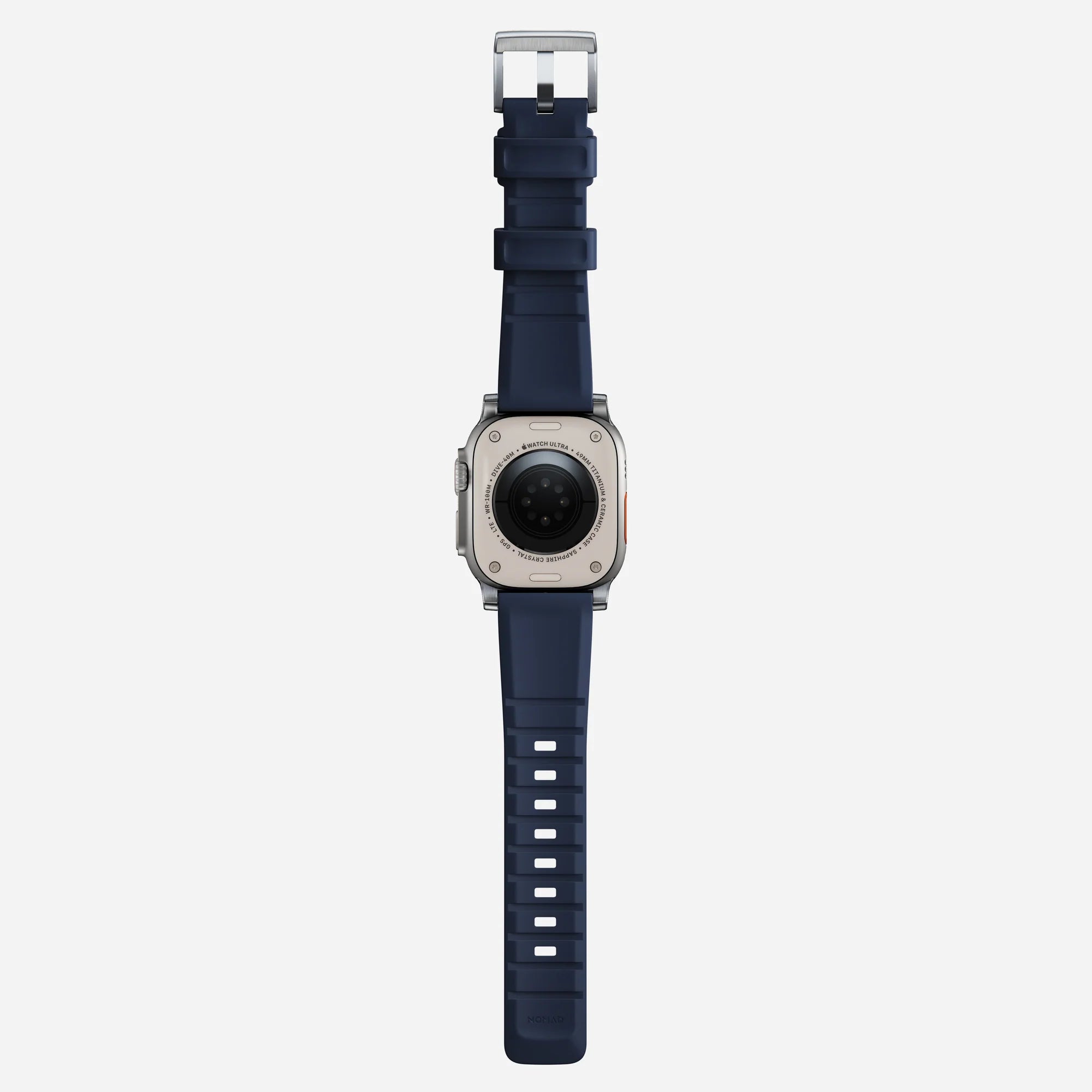 Nomad Rugged Apple Watch Silikonarmband Silber/Atlantic Blue)