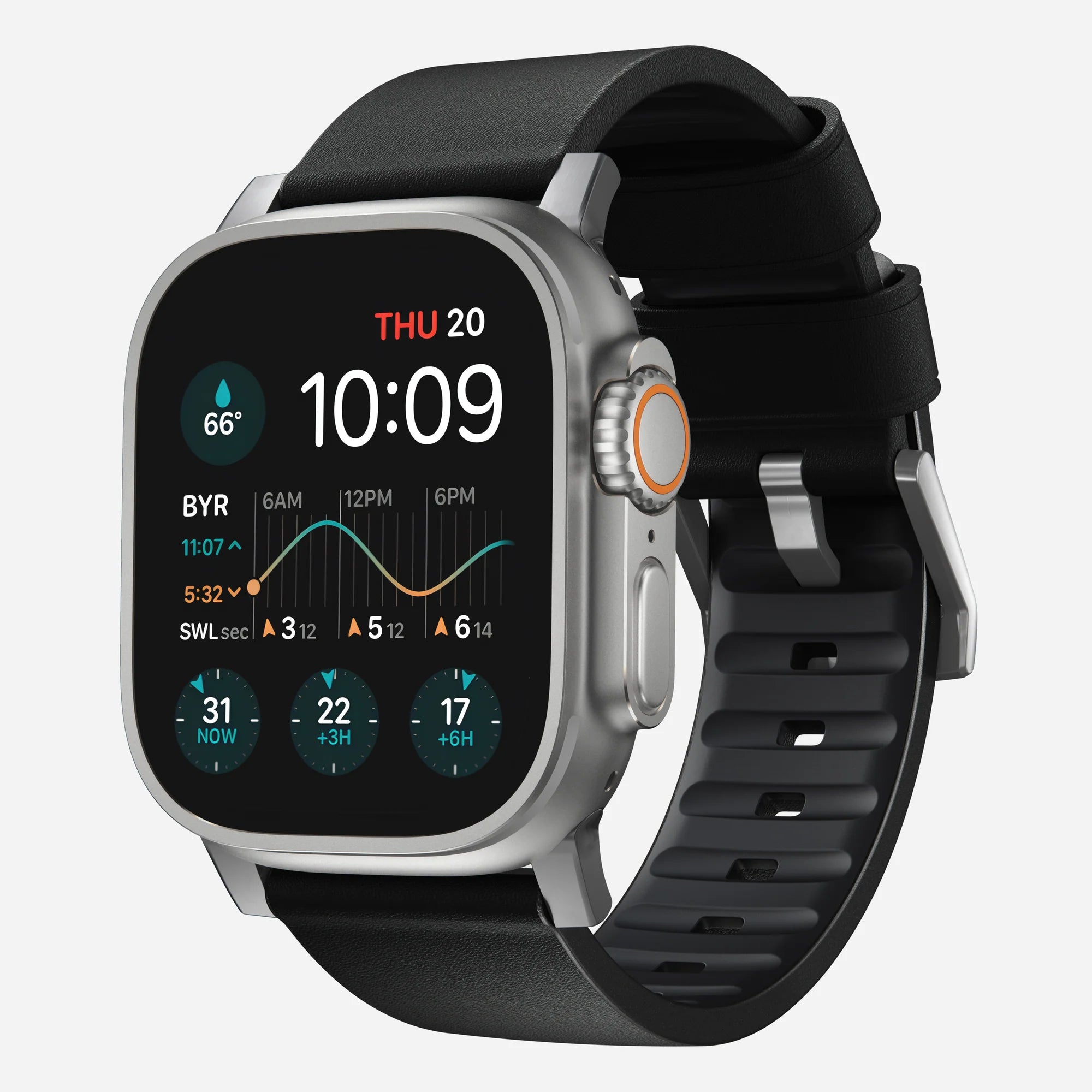Nomad Active Pro Apple Watch Hybrid-Armband (Schwarz/Silber)