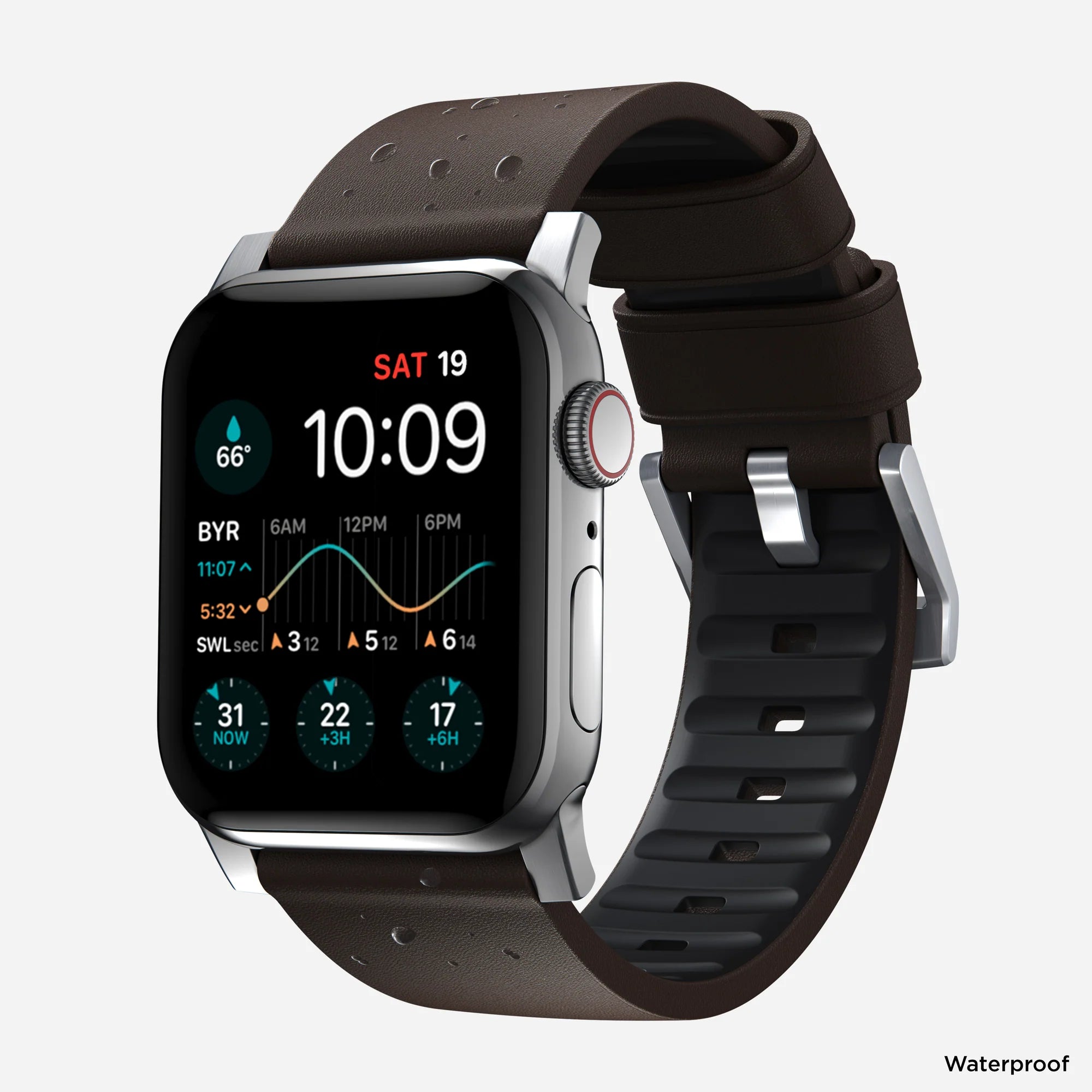 Nomad Active Pro Apple Watch Hybrid-Armband (Braun/Silber)