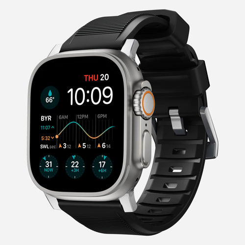 Nomad Bracelet de silicone résistant Apple Watch (noir/argenté)