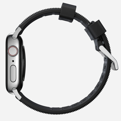 Nomad Bracelet de silicone résistant Apple Watch (noir/argenté)