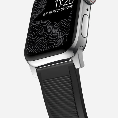 Nomad Bracelet de silicone résistant Apple Watch (noir/argenté)