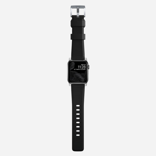 Nomad Bracelet de silicone résistant Apple Watch (noir/argenté)