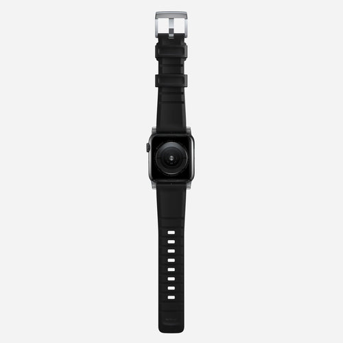 Nomad Bracelet de silicone résistant Apple Watch (noir/argenté)