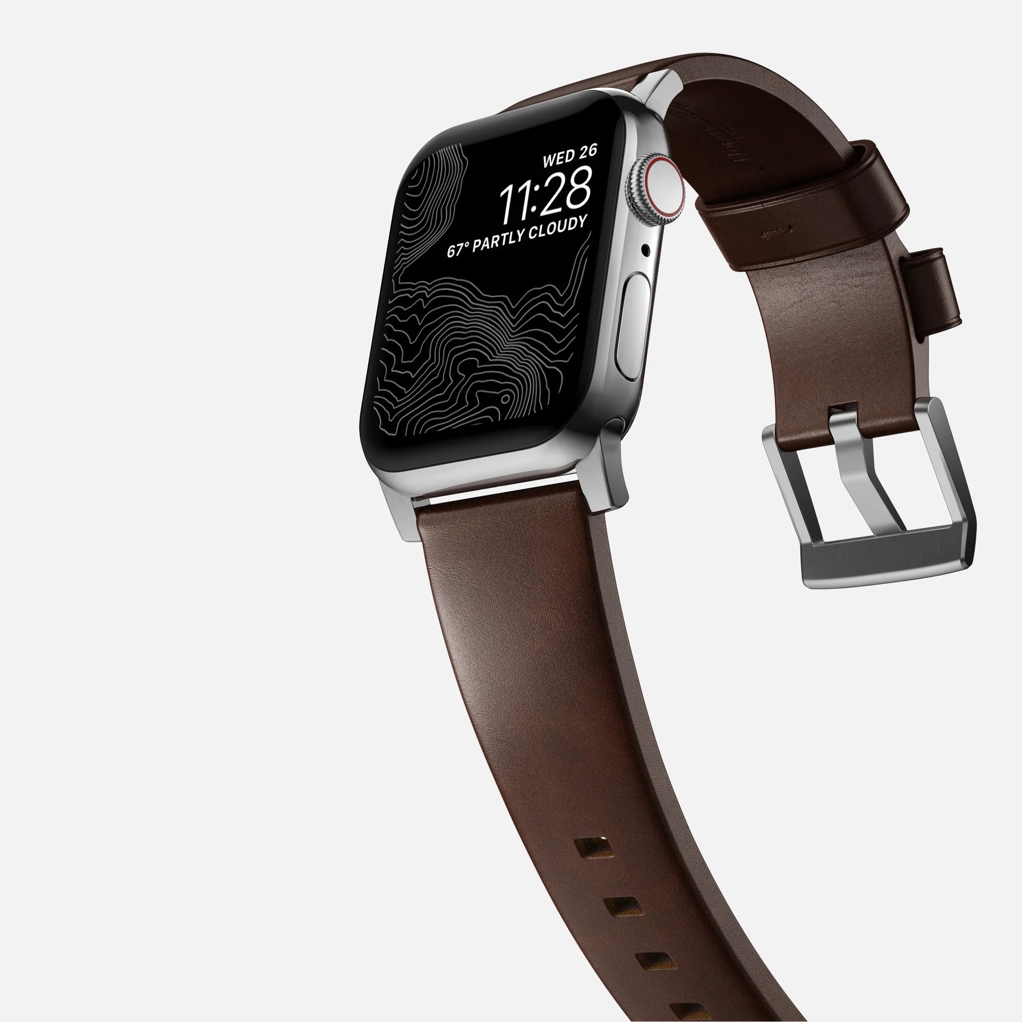 Nomad Modern Apple Watch Lederarmband (Braun/Silber)