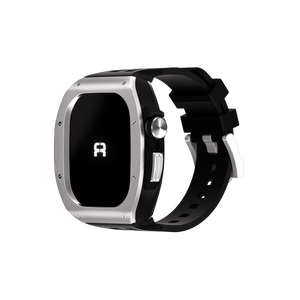 Reqior Funda de polímero y metal con correa de goma Apple Watch 45mm (plateado)