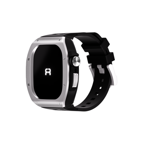 Reqior Funda de polímero y metal con correa de goma Apple Watch 45mm (plateado)