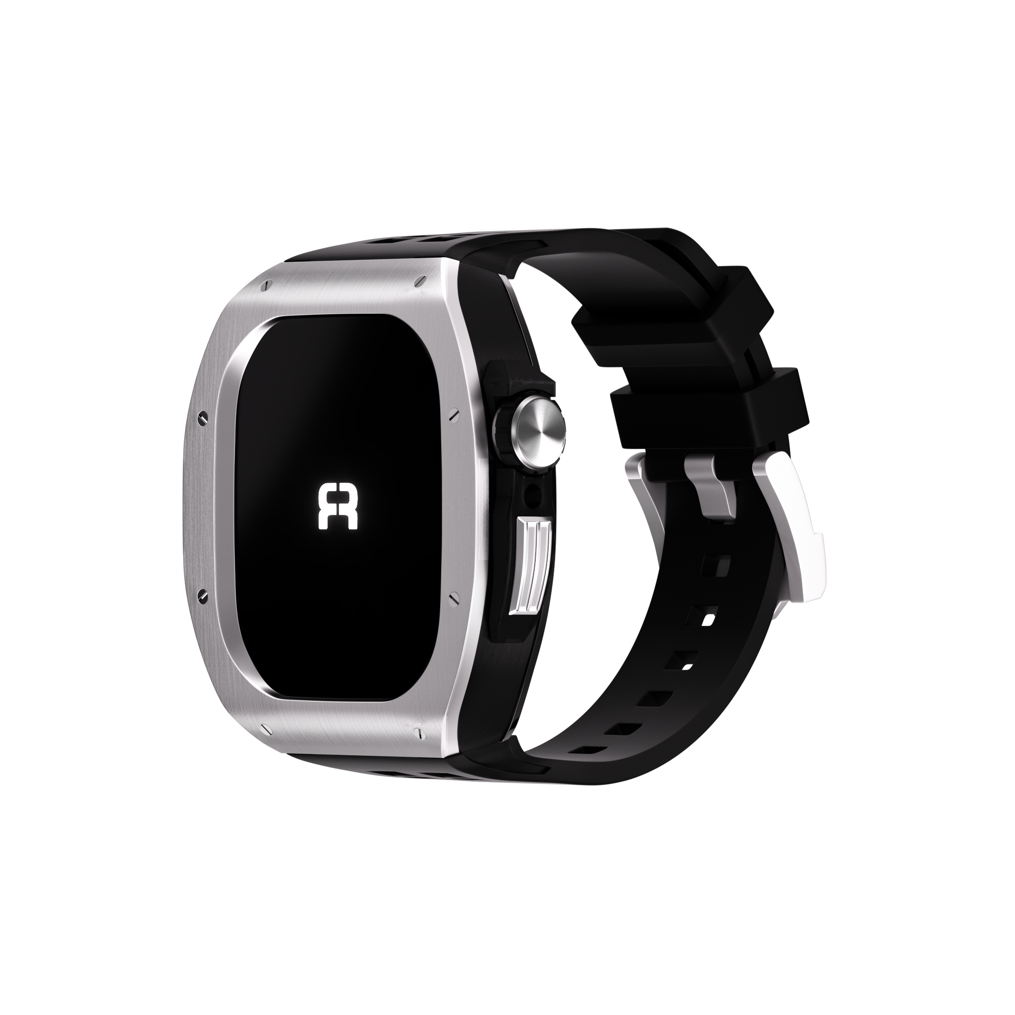 Reqior Apple Watch 45mm Polymer and Metal Case with Rubber Strap (Silver)