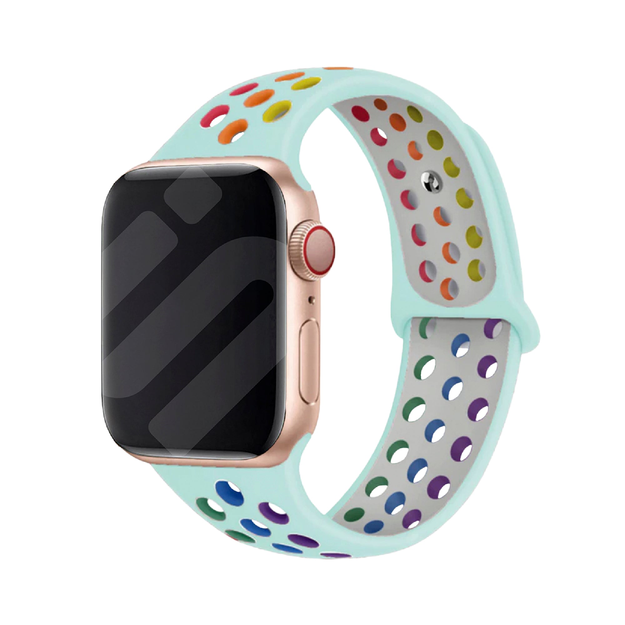 Correa deportiva Apple Watch (azul claro/arcoíris)