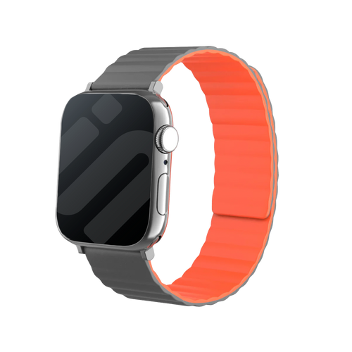 Apple Watch magnetisch siliconen bandje (grijs/oranje)